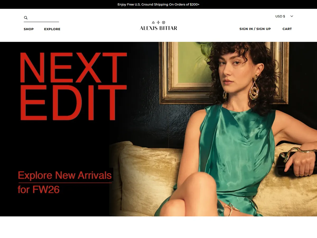 Alexis Bittar Shopify store homepage