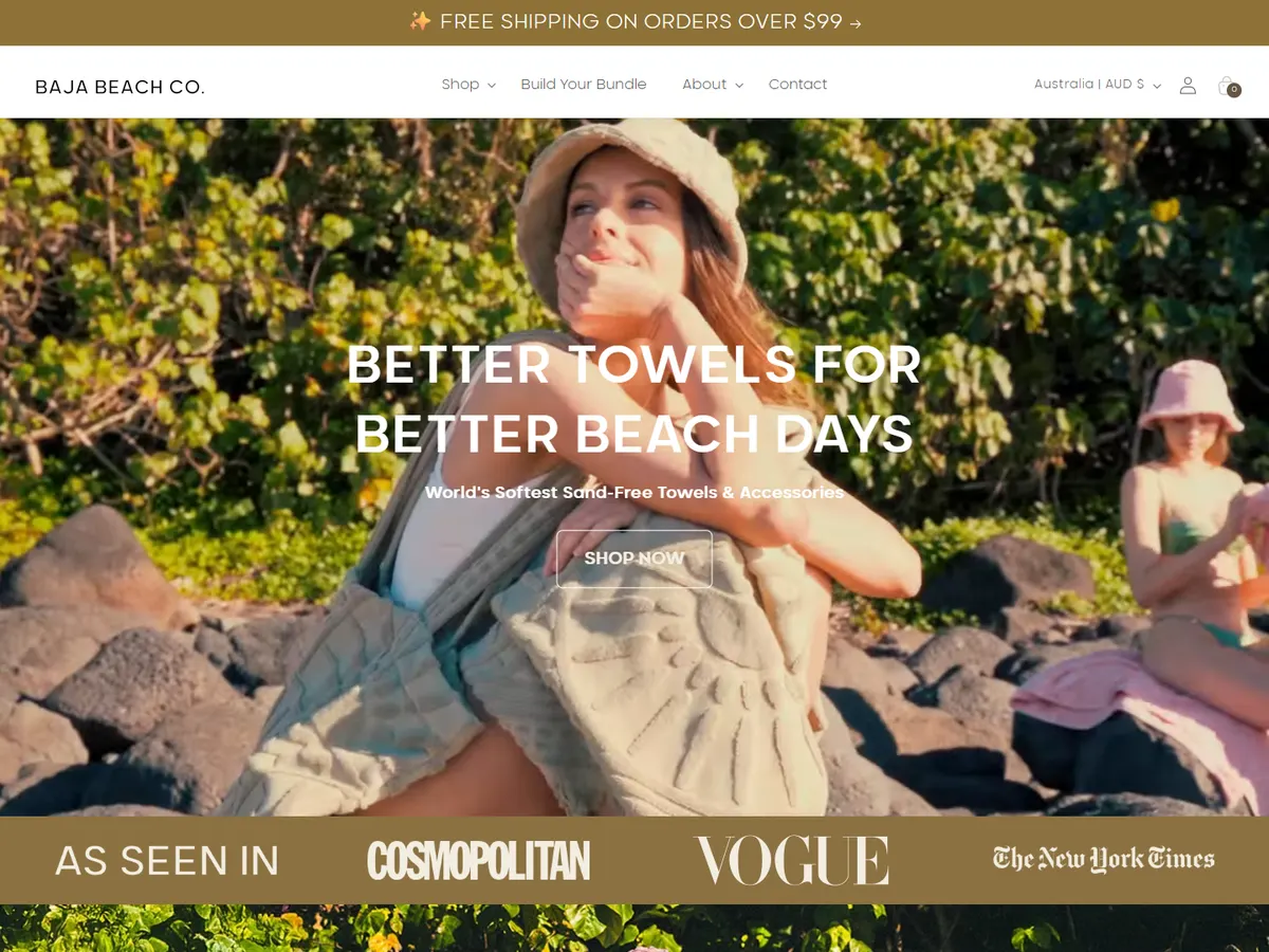 Baja Beach Co Shopify store homepage
