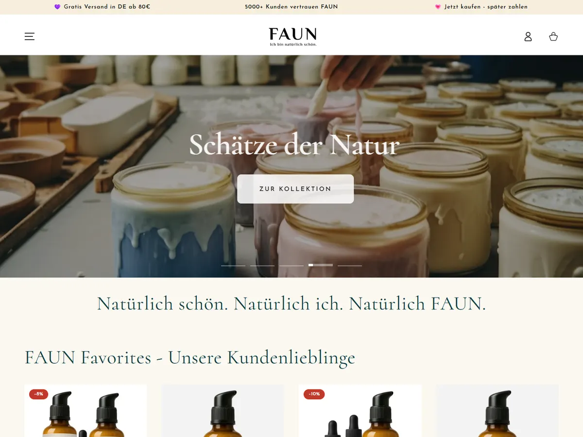 FAUN Shopify store homepage