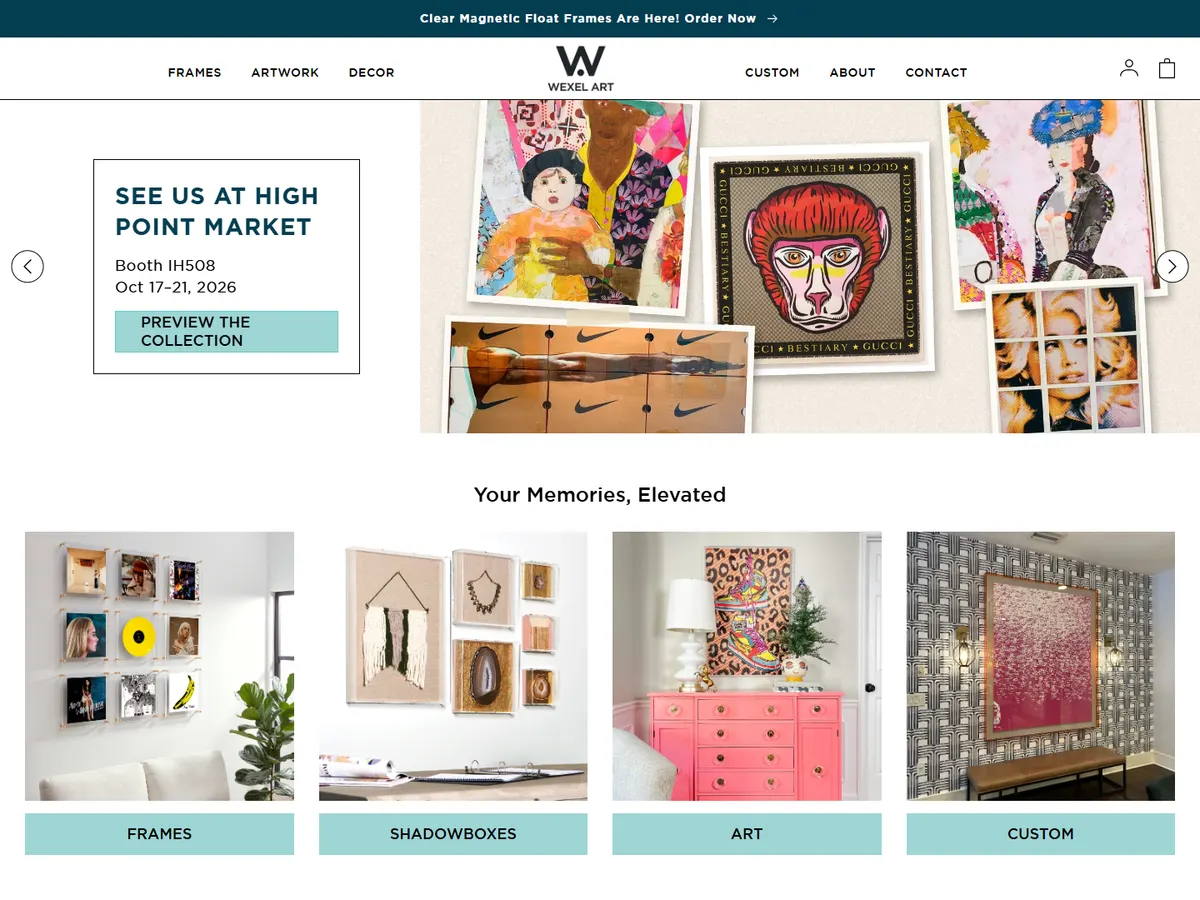 Wexel Art Shopify store homepage